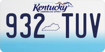 KY license plate 932TUV