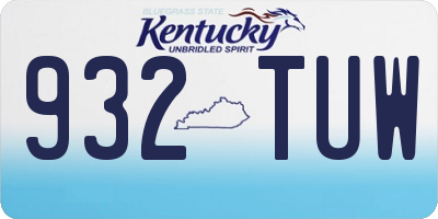 KY license plate 932TUW