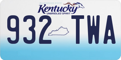 KY license plate 932TWA