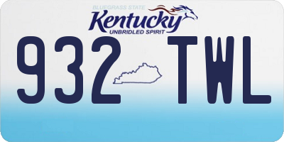 KY license plate 932TWL