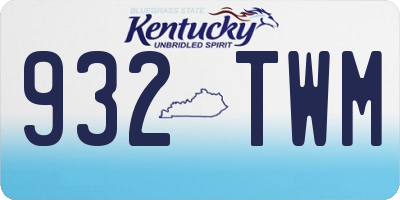 KY license plate 932TWM