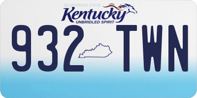 KY license plate 932TWN