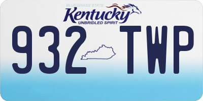 KY license plate 932TWP