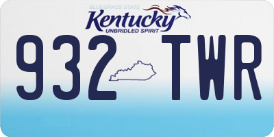 KY license plate 932TWR