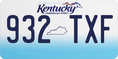 KY license plate 932TXF