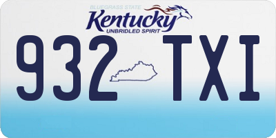 KY license plate 932TXI