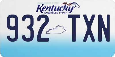KY license plate 932TXN