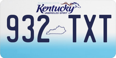 KY license plate 932TXT