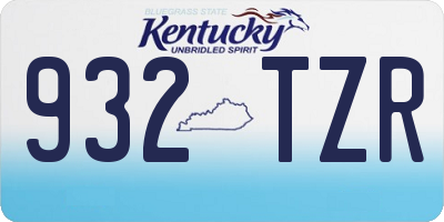 KY license plate 932TZR