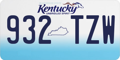 KY license plate 932TZW