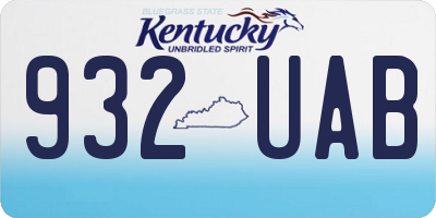 KY license plate 932UAB