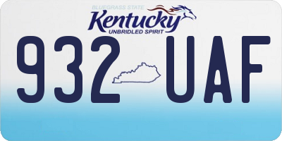 KY license plate 932UAF