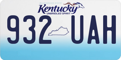 KY license plate 932UAH