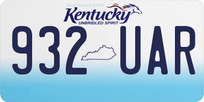 KY license plate 932UAR