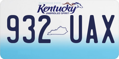KY license plate 932UAX