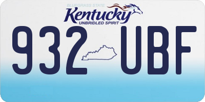 KY license plate 932UBF