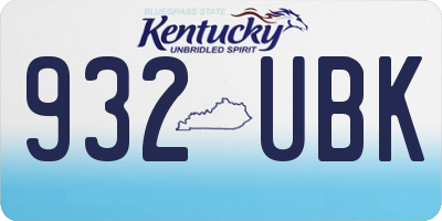 KY license plate 932UBK