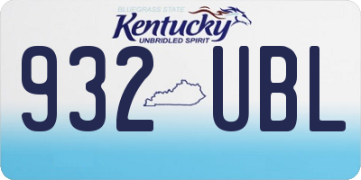 KY license plate 932UBL