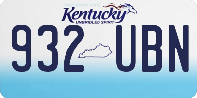 KY license plate 932UBN