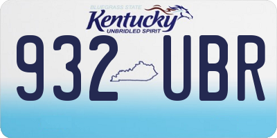 KY license plate 932UBR
