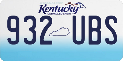 KY license plate 932UBS