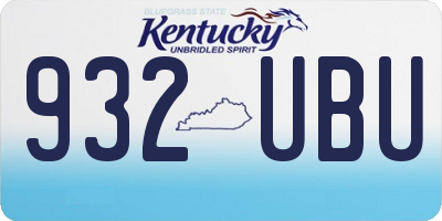 KY license plate 932UBU