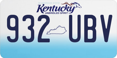 KY license plate 932UBV