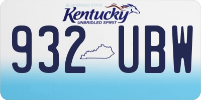 KY license plate 932UBW