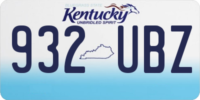KY license plate 932UBZ