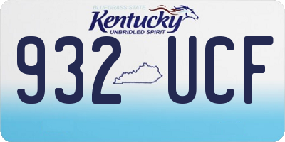 KY license plate 932UCF