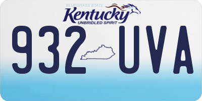 KY license plate 932UVA