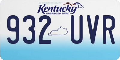 KY license plate 932UVR