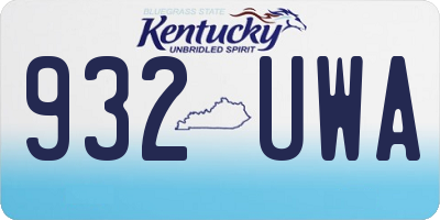 KY license plate 932UWA