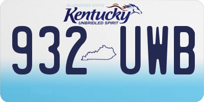 KY license plate 932UWB