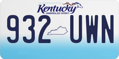 KY license plate 932UWN