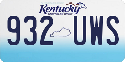 KY license plate 932UWS