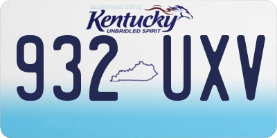 KY license plate 932UXV