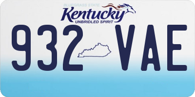 KY license plate 932VAE
