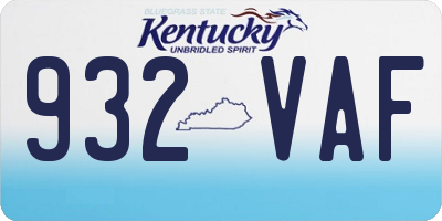 KY license plate 932VAF