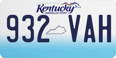 KY license plate 932VAH