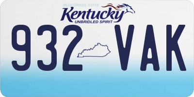 KY license plate 932VAK