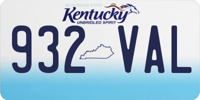 KY license plate 932VAL