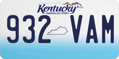 KY license plate 932VAM