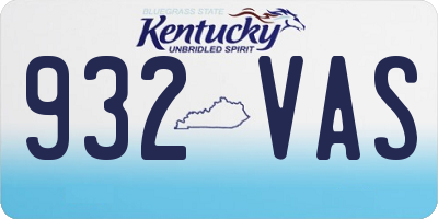 KY license plate 932VAS