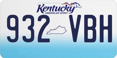 KY license plate 932VBH