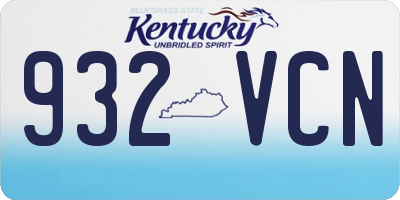 KY license plate 932VCN