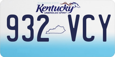 KY license plate 932VCY