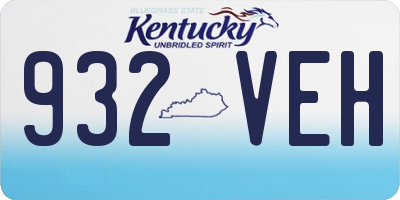 KY license plate 932VEH