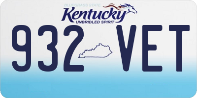 KY license plate 932VET