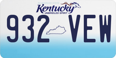 KY license plate 932VEW